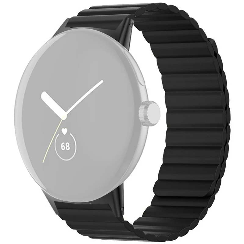 Google Pixel Watch / Pixel Watch 2 Magnetic Watch Band Adjustable Flexible Wrist Strap - Black+Orange
