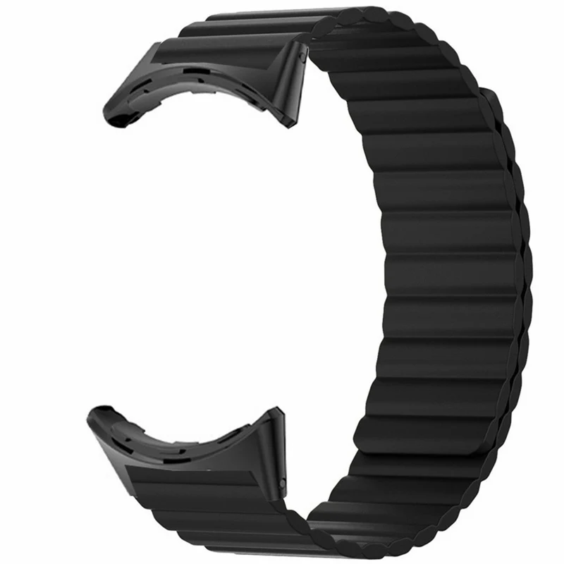 Google Pixel Watch / Pixel Watch 2 Magnetic Watch Band Adjustable Flexible Wrist Strap - Black+Orange