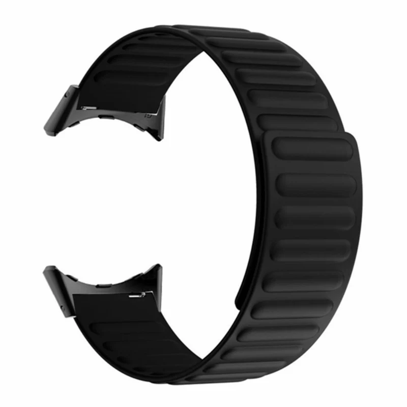 Google Pixel Watch / Pixel Watch 2 Magnetic Watch Band Adjustable Flexible Wrist Strap - Black+Orange