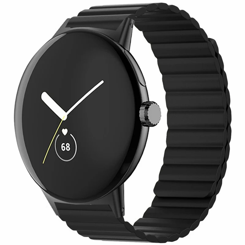 Google Pixel Watch / Pixel Watch 2 Magnetic Watch Band Adjustable Flexible Wrist Strap - Black+Orange