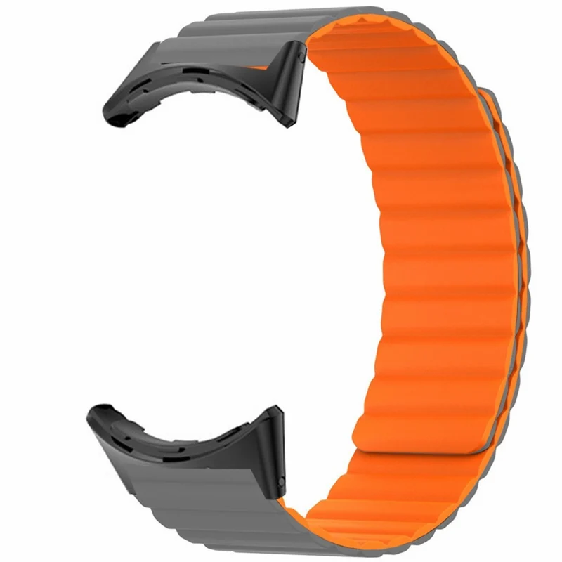 Google Pixel Watch / Pixel Watch 2 Magnetic Watch Band Adjustable Flexible Wrist Strap - Black+Orange