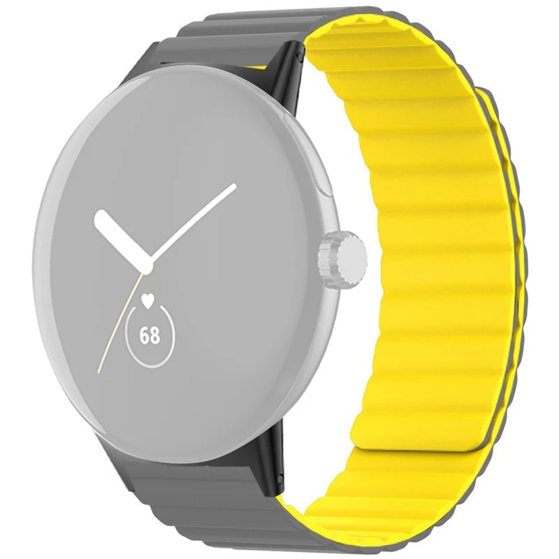 Google Pixel Watch / Pixel Watch 2 Magnetic Watch Band Adjustable Flexible Wrist Strap - Black+Orange