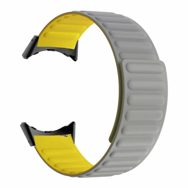 Google Pixel Watch / Pixel Watch 2 Magnetic Watch Band Adjustable Flexible Wrist Strap - Black+Orange