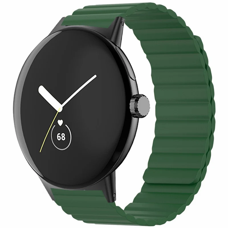 Google Pixel Watch / Pixel Watch 2 Magnetic Watch Band Adjustable Flexible Wrist Strap - Black+Orange