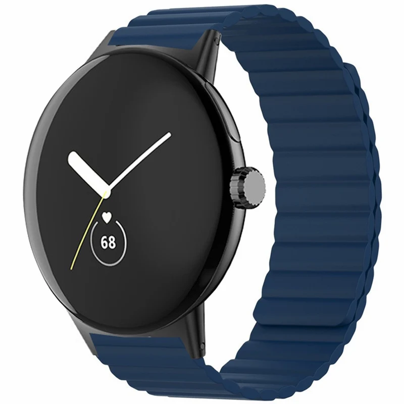 Google Pixel Watch / Pixel Watch 2 Magnetic Watch Band Adjustable Flexible Wrist Strap - Black+Orange