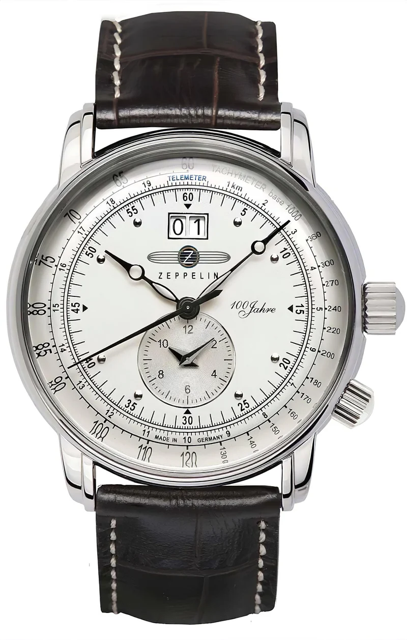 Zeppelin 100 J. 7640-1 Herrenuhr • Dual Time • Made in DE