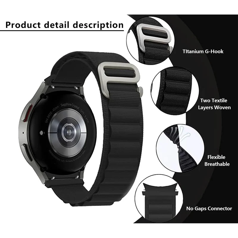 KALEBOL KLB-GSNL-001 Samsung Galaxy Watch6 / Watch6 Classic / Watch 5 Nylon Watch Strap Adjustable Band