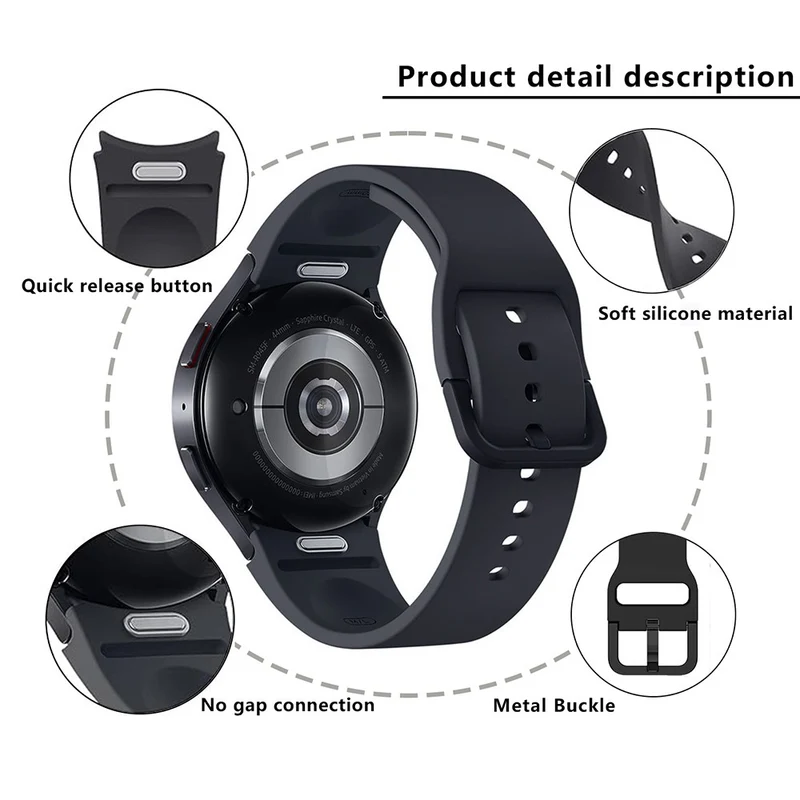 KALEBOL Samsung Galaxy Watch4 / Watch 5 / Watch6 Silicone Watch Bands Waterproof Soft Strap