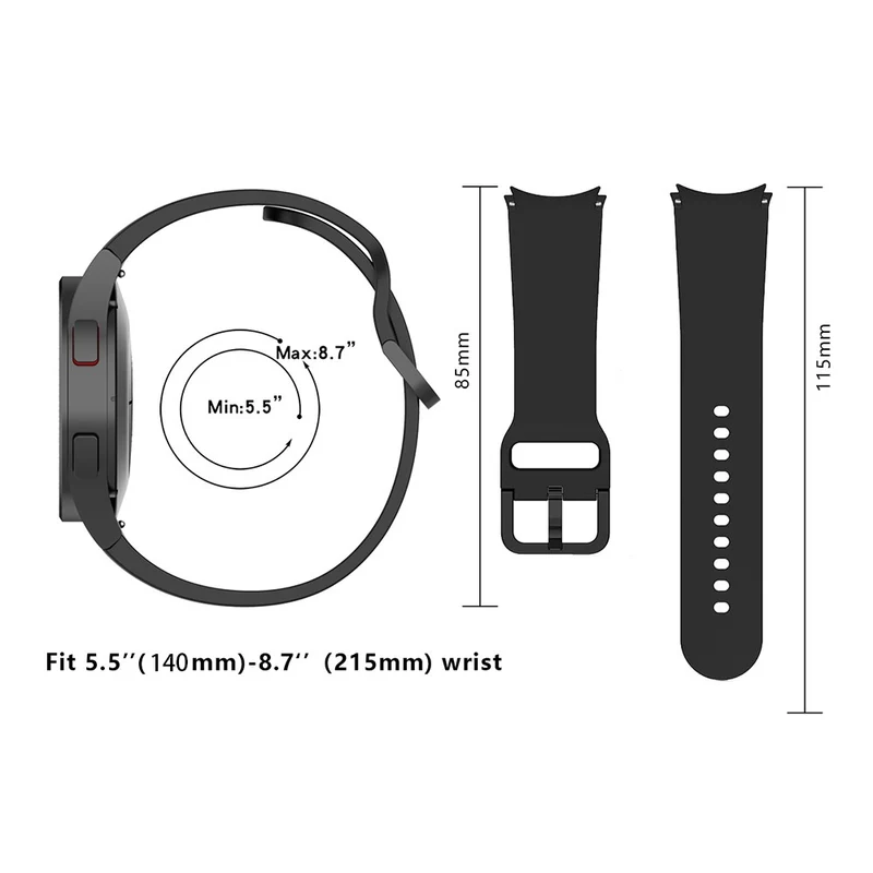 KALEBOL Samsung Galaxy Watch4 / Watch 5 / Watch6 Silicone Watch Bands Waterproof Soft Strap