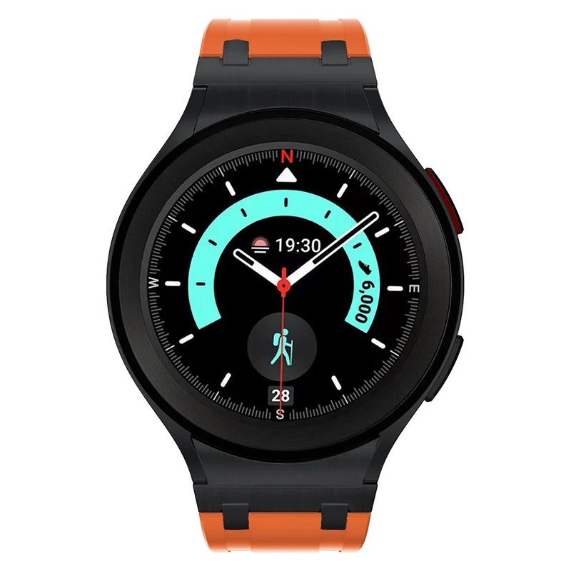 Samsung Galaxy Watch4 / Watch 5 / Watch6 Watch Strap AP Silicone Band Waterproof - Black Buckle+Orange