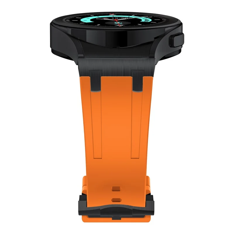 Samsung Galaxy Watch4 / Watch 5 / Watch6 Watch Strap AP Silicone Band Waterproof - Black Buckle+Orange