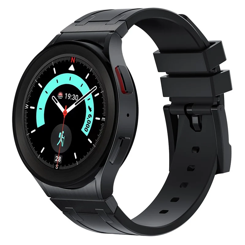 Samsung Galaxy Watch4 / Watch 5 / Watch6 Watch Strap AP Silicone Band Waterproof - Black Buckle+Orange