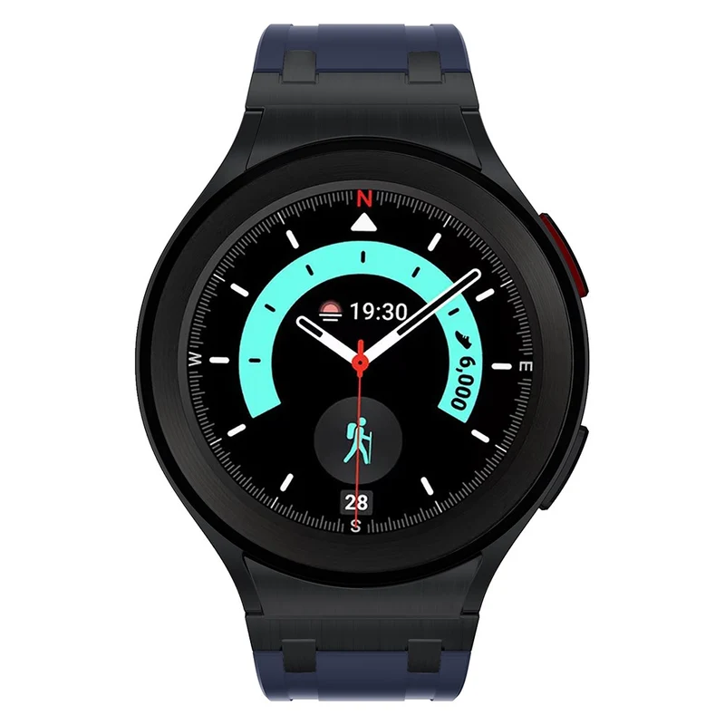 Samsung Galaxy Watch4 / Watch 5 / Watch6 Watch Strap AP Silicone Band Waterproof - Black Buckle+Orange