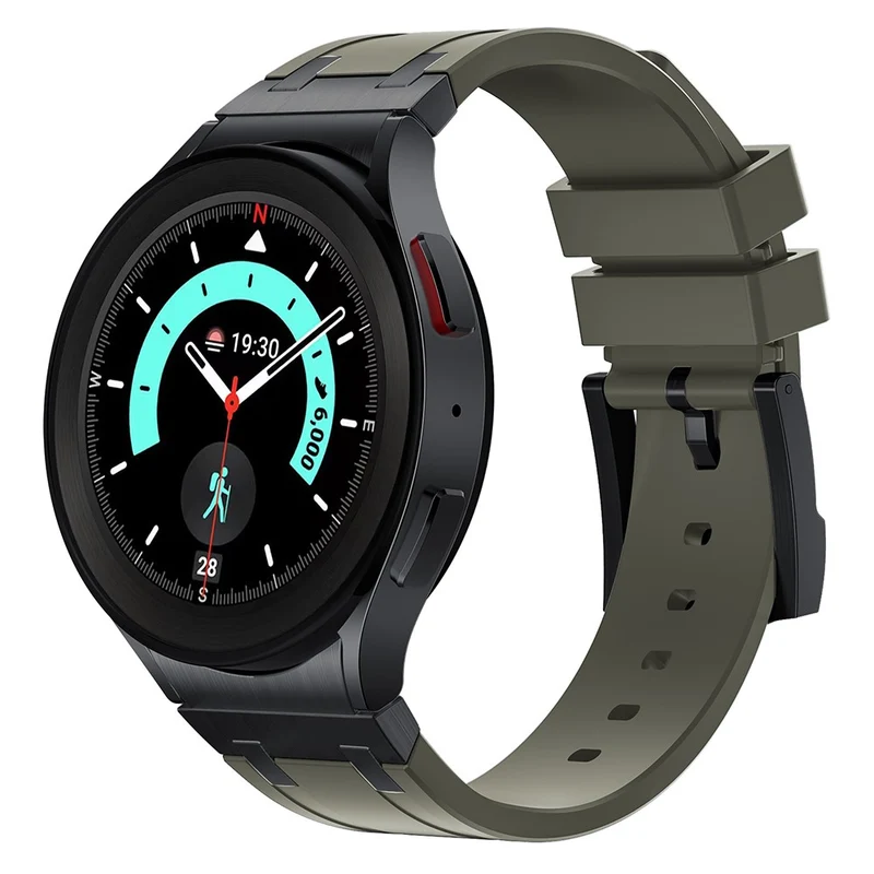 Samsung Galaxy Watch4 / Watch 5 / Watch6 Watch Strap AP Silicone Band Waterproof - Black Buckle+Orange