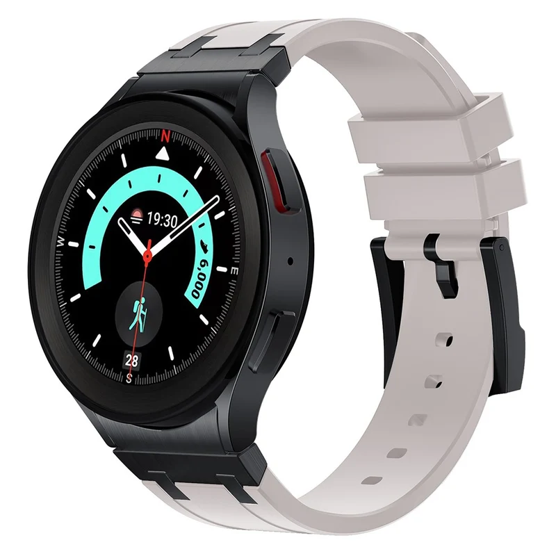 Samsung Galaxy Watch4 / Watch 5 / Watch6 Watch Strap AP Silicone Band Waterproof - Black Buckle+Orange