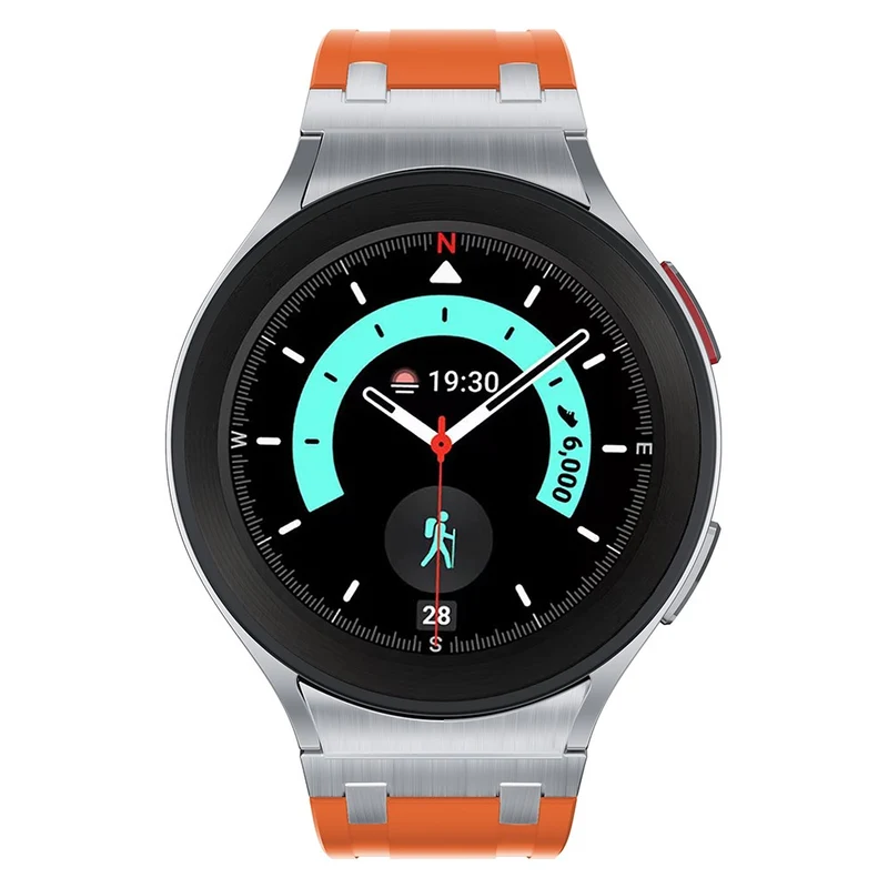 Samsung Galaxy Watch4 / Watch 5 / Watch6 Watch Strap AP Silicone Band Waterproof - Black Buckle+Orange