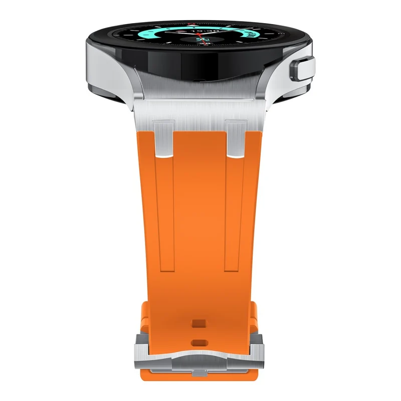 Samsung Galaxy Watch4 / Watch 5 / Watch6 Watch Strap AP Silicone Band Waterproof - Black Buckle+Orange