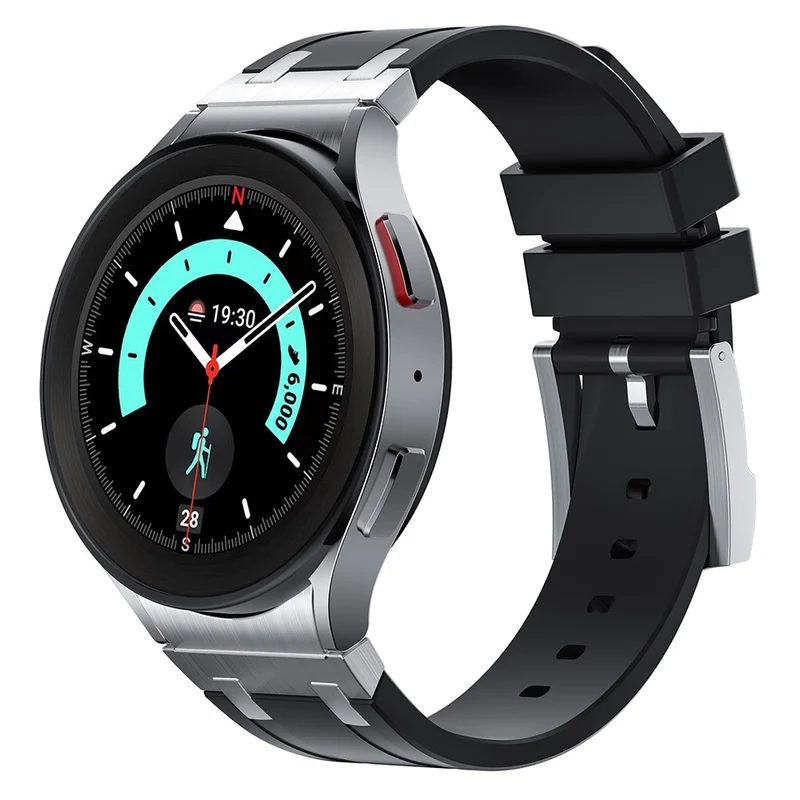Samsung Galaxy Watch4 / Watch 5 / Watch6 Watch Strap AP Silicone Band Waterproof - Black Buckle+Orange