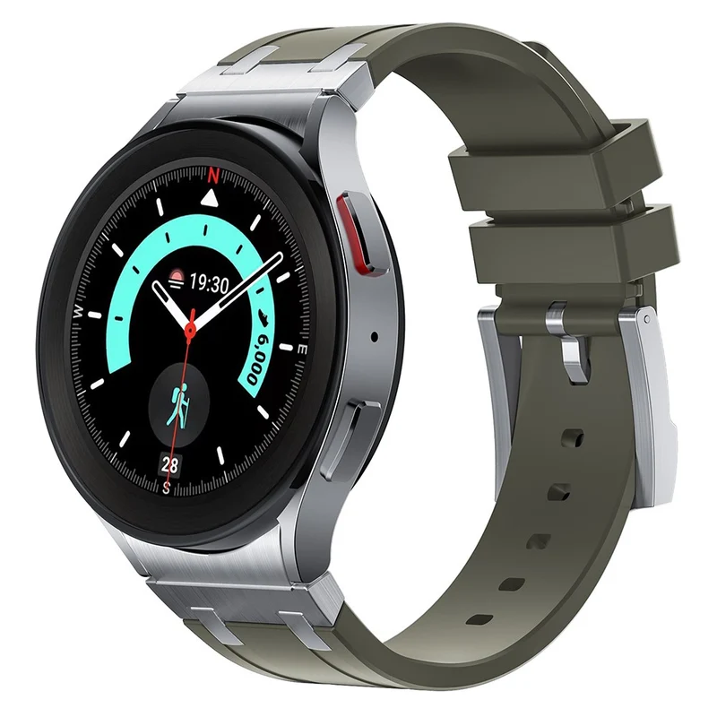 Samsung Galaxy Watch4 / Watch 5 / Watch6 Watch Strap AP Silicone Band Waterproof - Black Buckle+Orange