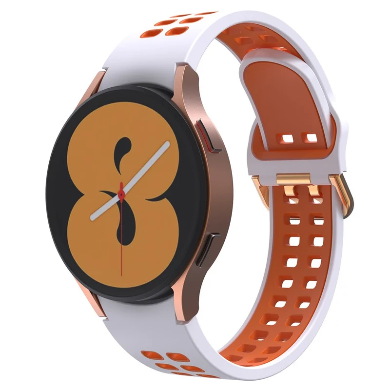 KALEBOL KLB-SSGJ-001 Samsung Galaxy Watch4 / Watch 5 / Watch6 Silicone Watch Band Soft Strap - White+Orange