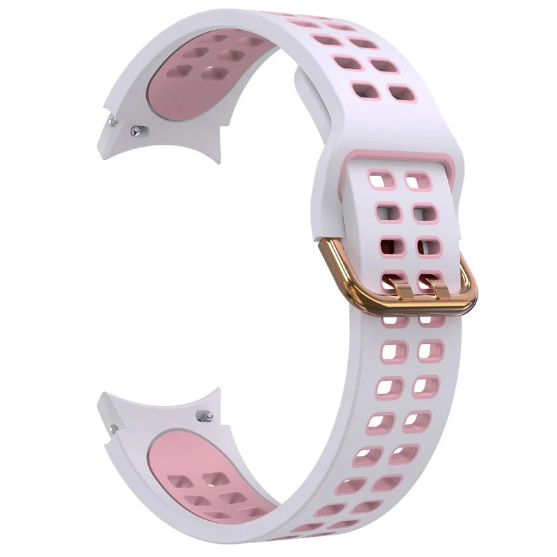 KALEBOL KLB-SSGJ-001 Samsung Galaxy Watch4 / Watch 5 / Watch6 Silicone Watch Band Soft Strap - White+Orange