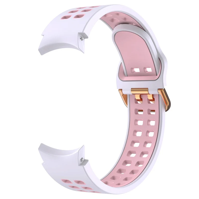 KALEBOL KLB-SSGJ-001 Samsung Galaxy Watch4 / Watch 5 / Watch6 Silicone Watch Band Soft Strap - White+Orange