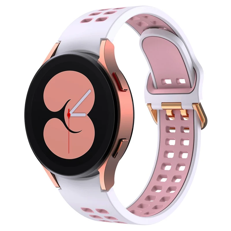 KALEBOL KLB-SSGJ-001 Samsung Galaxy Watch4 / Watch 5 / Watch6 Silicone Watch Band Soft Strap - White+Orange