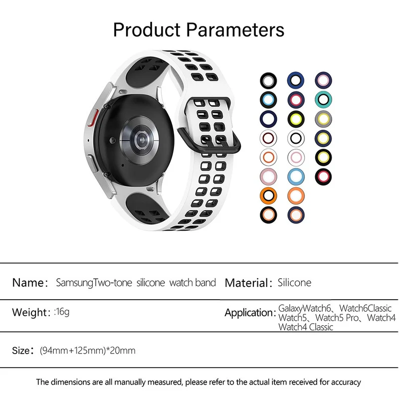 KALEBOL KLB-SSGJ-001 Samsung Galaxy Watch4 / Watch 5 / Watch6 Silicone Watch Band Soft Strap - White+Orange