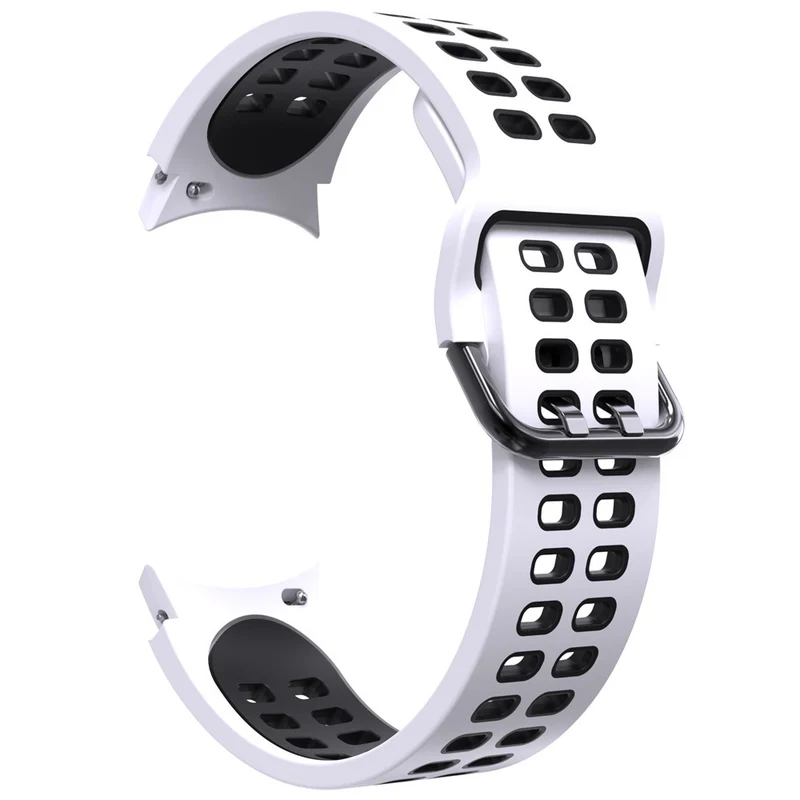 KALEBOL KLB-SSGJ-001 Samsung Galaxy Watch4 / Watch 5 / Watch6 Silicone Watch Band Soft Strap - White+Orange