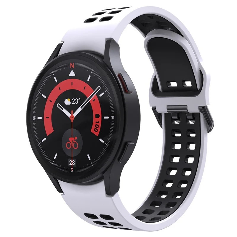 KALEBOL KLB-SSGJ-001 Samsung Galaxy Watch4 / Watch 5 / Watch6 Silicone Watch Band Soft Strap - White+Orange