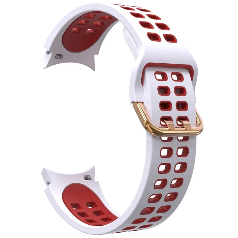 KALEBOL KLB-SSGJ-001 Samsung Galaxy Watch4 / Watch 5 / Watch6 Silicone Watch Band Soft Strap - White+Orange