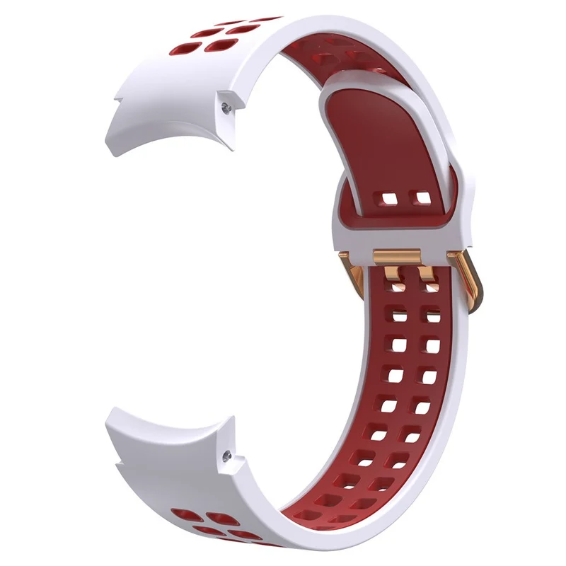 KALEBOL KLB-SSGJ-001 Samsung Galaxy Watch4 / Watch 5 / Watch6 Silicone Watch Band Soft Strap - White+Orange