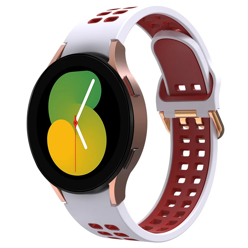 KALEBOL KLB-SSGJ-001 Samsung Galaxy Watch4 / Watch 5 / Watch6 Silicone Watch Band Soft Strap - White+Orange