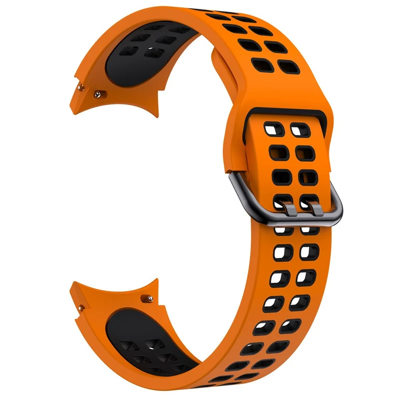 KALEBOL KLB-SSGJ-001 Samsung Galaxy Watch4 / Watch 5 / Watch6 Silicone Watch Band Soft Strap - White+Orange