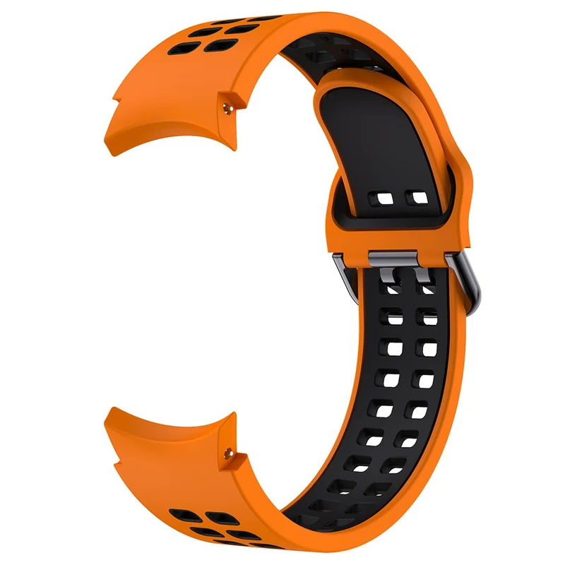 KALEBOL KLB-SSGJ-001 Samsung Galaxy Watch4 / Watch 5 / Watch6 Silicone Watch Band Soft Strap - White+Orange