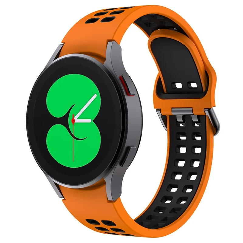 KALEBOL KLB-SSGJ-001 Samsung Galaxy Watch4 / Watch 5 / Watch6 Silicone Watch Band Soft Strap - White+Orange