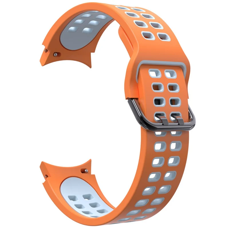 KALEBOL KLB-SSGJ-001 Samsung Galaxy Watch4 / Watch 5 / Watch6 Silicone Watch Band Soft Strap - White+Orange