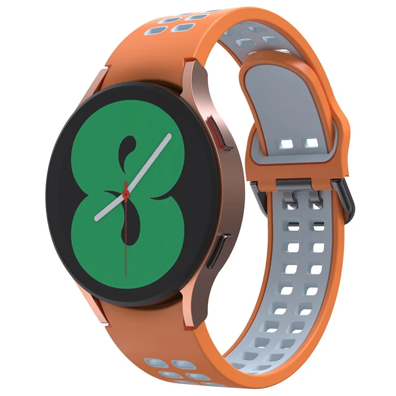 KALEBOL KLB-SSGJ-001 Samsung Galaxy Watch4 / Watch 5 / Watch6 Silicone Watch Band Soft Strap - White+Orange