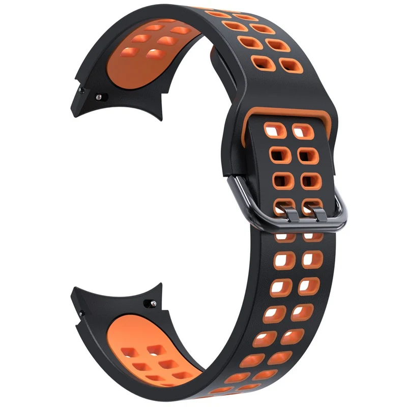 KALEBOL KLB-SSGJ-001 Samsung Galaxy Watch4 / Watch 5 / Watch6 Silicone Watch Band Soft Strap - White+Orange