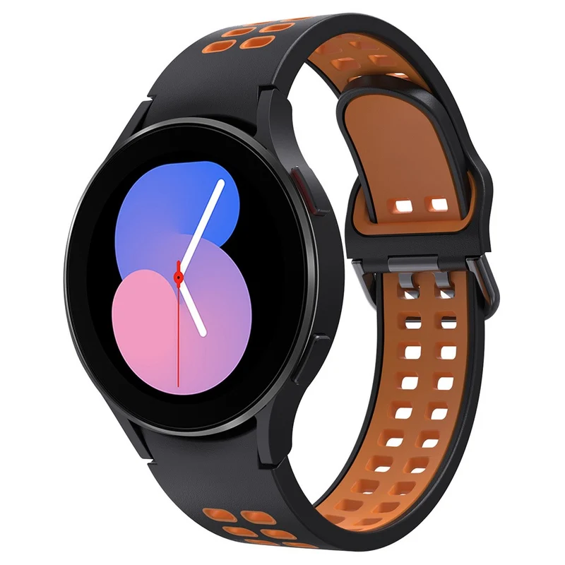 KALEBOL KLB-SSGJ-001 Samsung Galaxy Watch4 / Watch 5 / Watch6 Silicone Watch Band Soft Strap - White+Orange