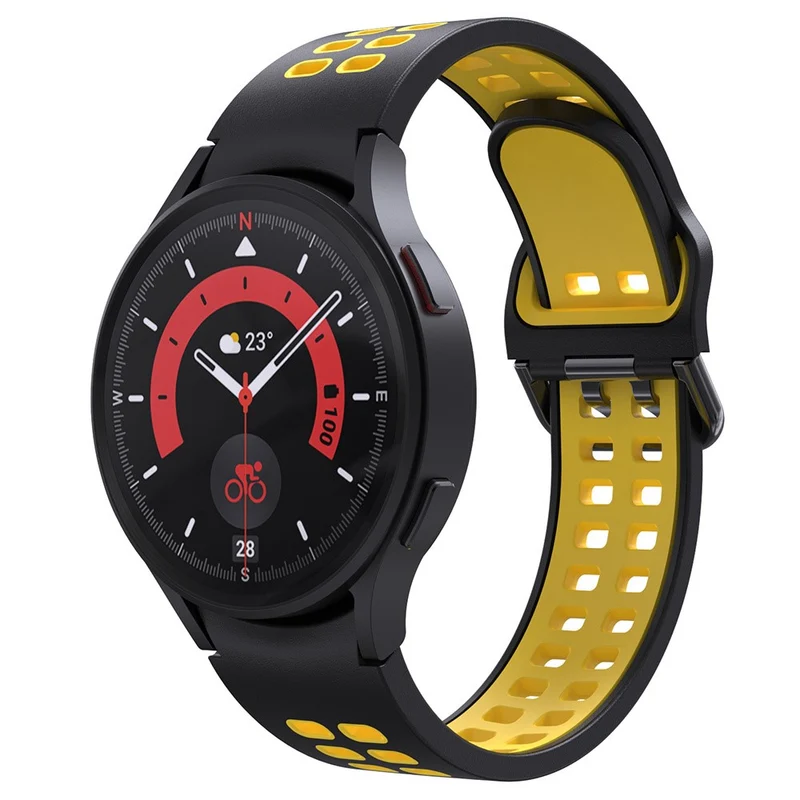 KALEBOL KLB-SSGJ-001 Samsung Galaxy Watch4 / Watch 5 / Watch6 Silicone Watch Band Soft Strap - White+Orange