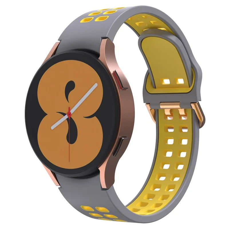 KALEBOL KLB-SSGJ-001 Samsung Galaxy Watch4 / Watch 5 / Watch6 Silicone Watch Band Soft Strap - White+Orange