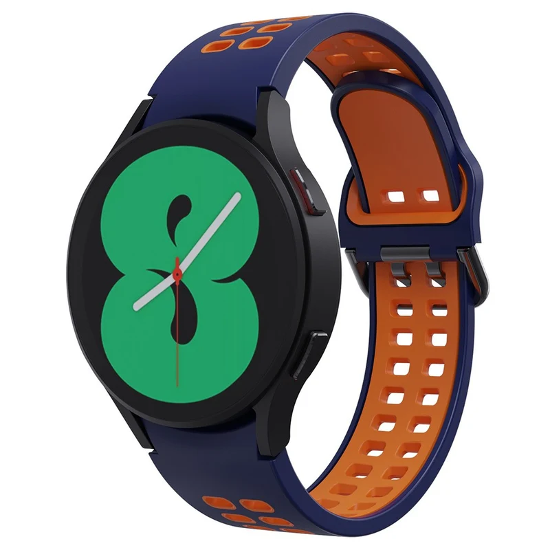 KALEBOL KLB-SSGJ-001 Samsung Galaxy Watch4 / Watch 5 / Watch6 Silicone Watch Band Soft Strap - White+Orange