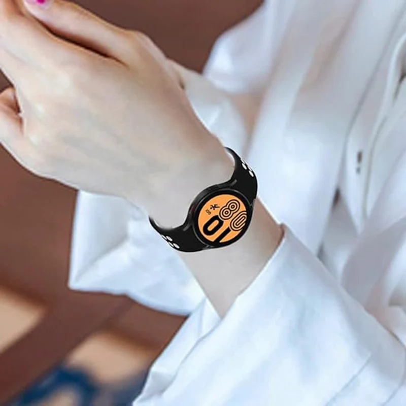 KALEBOL KLB-SSGJ-001 Samsung Galaxy Watch4 / Watch 5 / Watch6 Silicone Watch Band Soft Strap - White+Orange