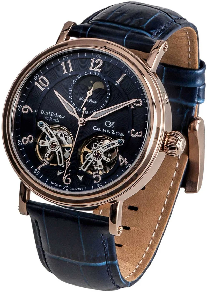 Carl von Zeyten Murg CVZ0054RBL Herrenuhr • Doppel-Unruh • Mondphase