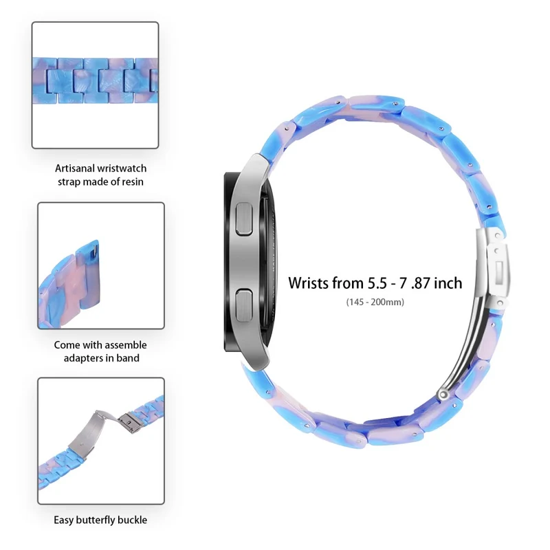 Huawei Watch 4 Pro / Watch GT 3 / 2 46mm Replacement Watch Band Water Resistant 22mm Resin Watch Strap - Blue / Pink