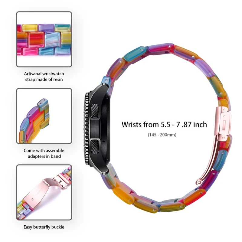 Huawei Watch 4 Pro / Watch GT 3 / 2 46mm Replacement Watch Band Water Resistant 22mm Resin Watch Strap - Blue / Pink