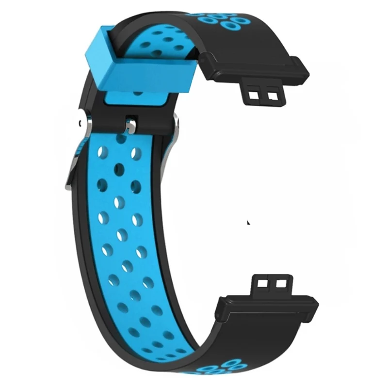 Huawei Watch Fit / Watch Fit Special Edition Dual Color Flexible Watch Band with Breathable Holes - Black+Blue
