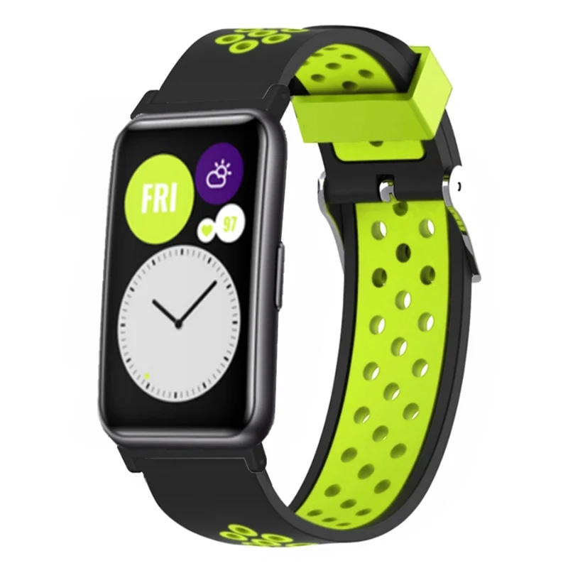Huawei Watch Fit / Watch Fit Special Edition Dual Color Flexible Watch Band with Breathable Holes - Black+Blue