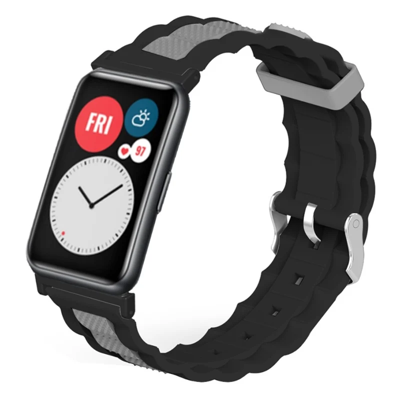 Huawei Watch Fit / Watch Fit SE Watch Band Dual Color Wave Design Flexible Strap - White+Red